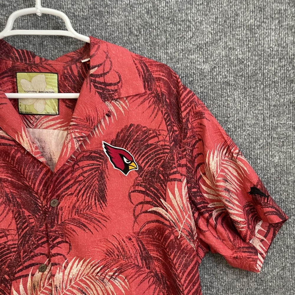 Tommy Bahama Football Silk Hawaiian Shirt Mens M Arizona Cardinals Button Up - Picture 2 of 16